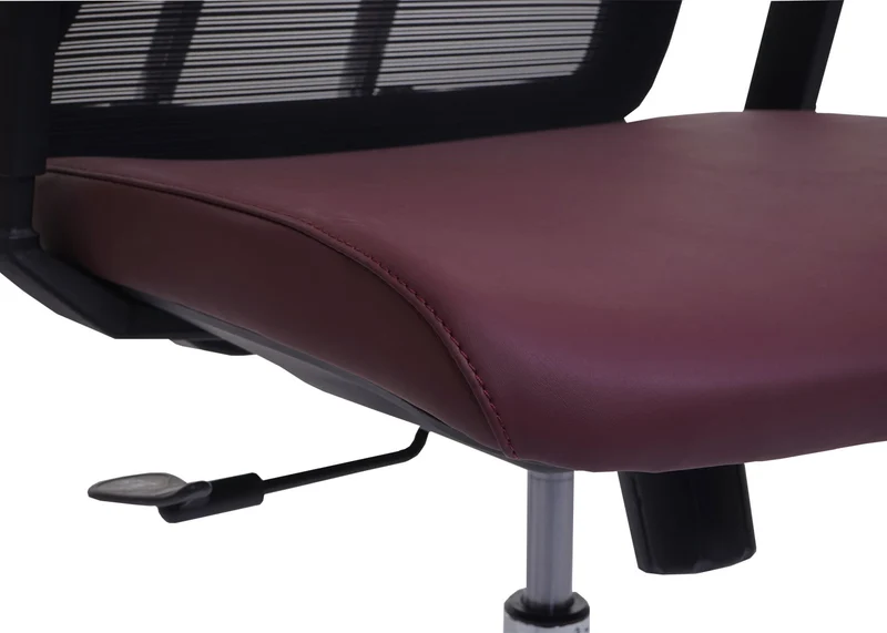Chaise de bureau ergonomique pivotante avec accoudoirs en tissu mesh bordeaux-rouge 04_0001888