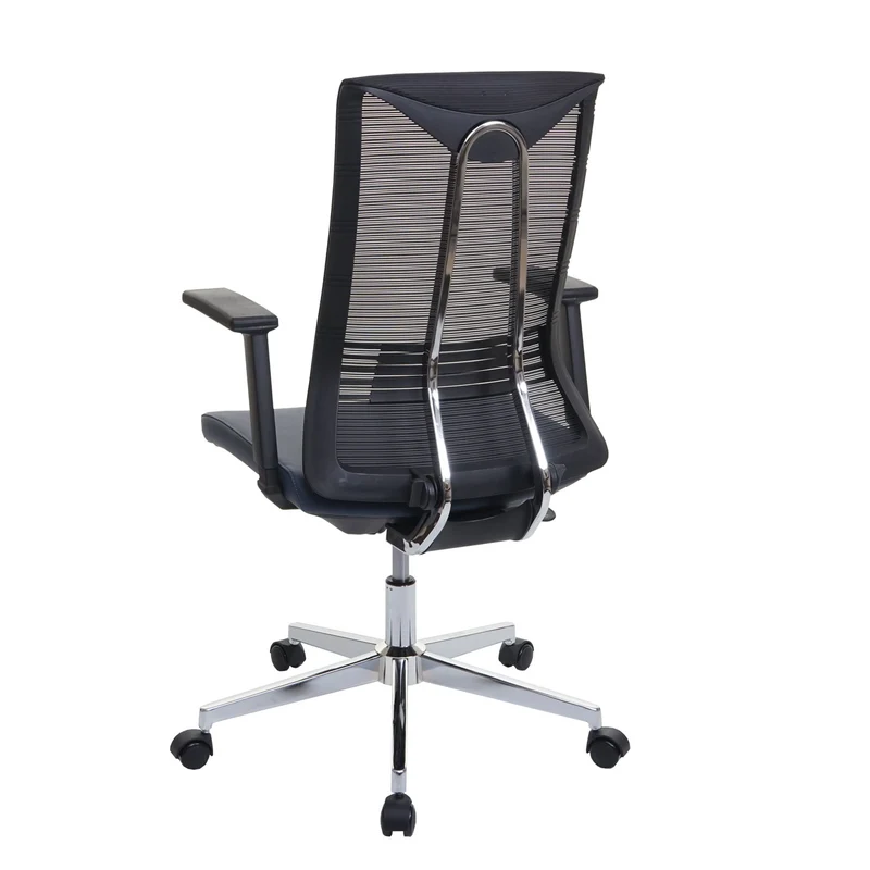 Chaise de bureau ergonomique pivotante avec accoudoirs en tissu mesh bleu-gris 04_0001884