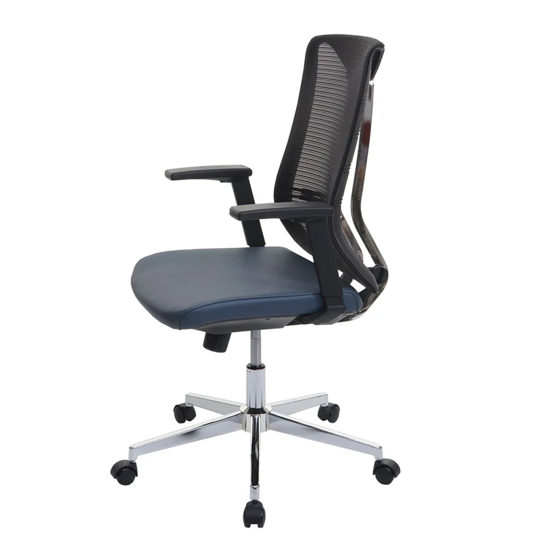 Chaise de bureau ergonomique pivotante avec accoudoirs en tissu mesh bleu-gris 04_0001884