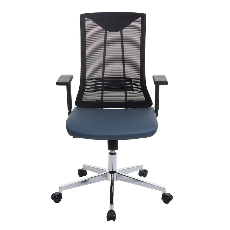 Chaise de bureau ergonomique pivotante avec accoudoirs en tissu mesh bleu-gris 04_0001884