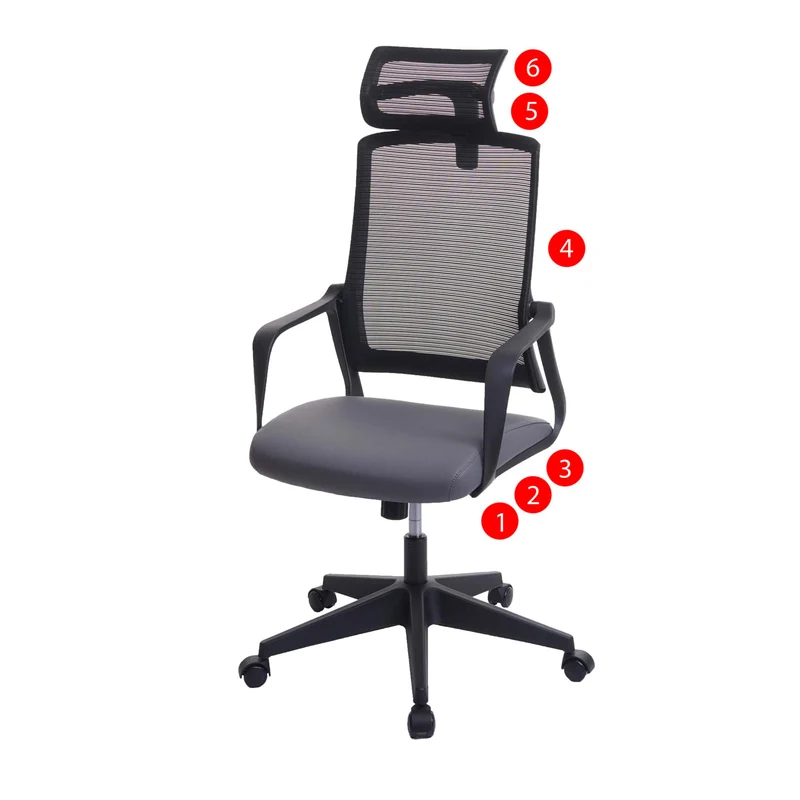 Fauteuil de bureau ergonomique pivotante avec accoudoirs et dossier en tissu mesh gris 04_0001881