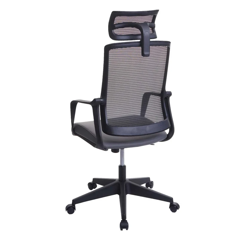 Fauteuil de bureau ergonomique pivotante avec accoudoirs et dossier en tissu mesh gris 04_0001881