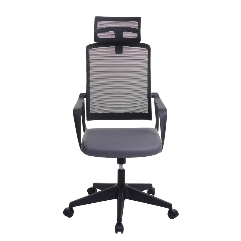 Fauteuil de bureau ergonomique pivotante avec accoudoirs et dossier en tissu mesh gris 04_0001881