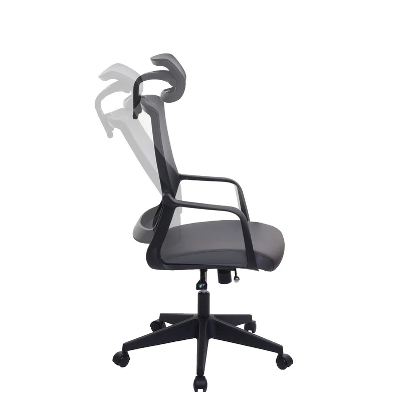 Fauteuil de bureau ergonomique pivotante avec accoudoirs et dossier en tissu mesh gris 04_0001881