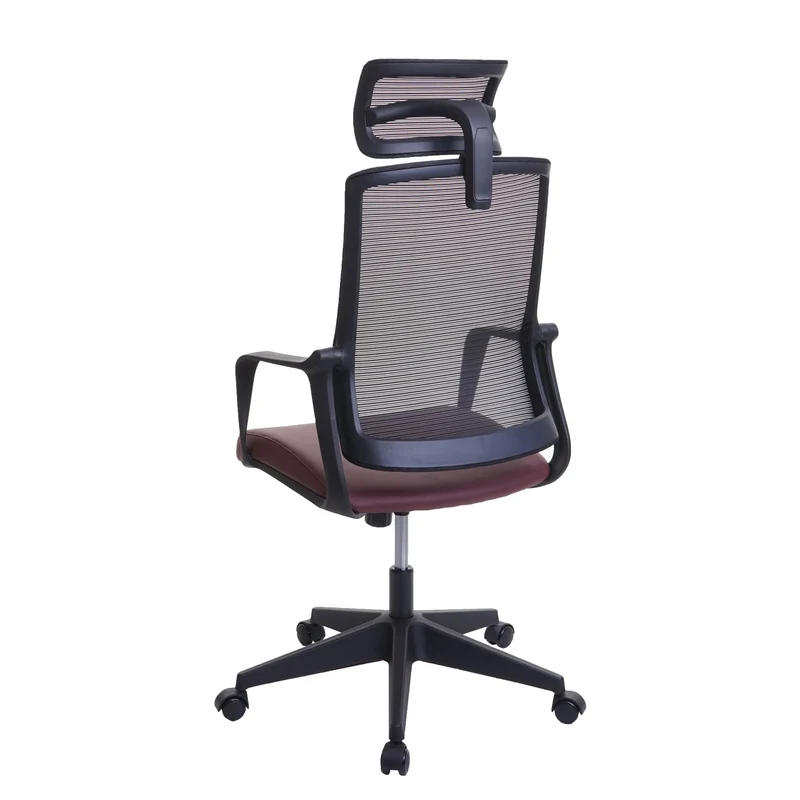 Fauteuil de bureau ergonomique pivotante avec accoudoirs et dossier en tissu mesh bordeaux-rouge 04_0001880