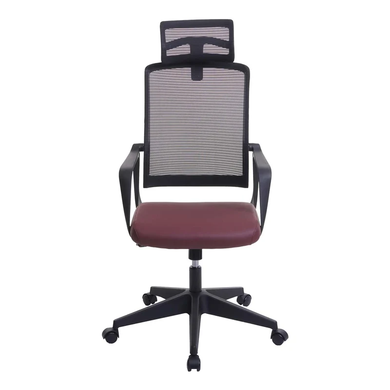Fauteuil de bureau ergonomique pivotante avec accoudoirs et dossier en tissu mesh bordeaux-rouge 04_0001880