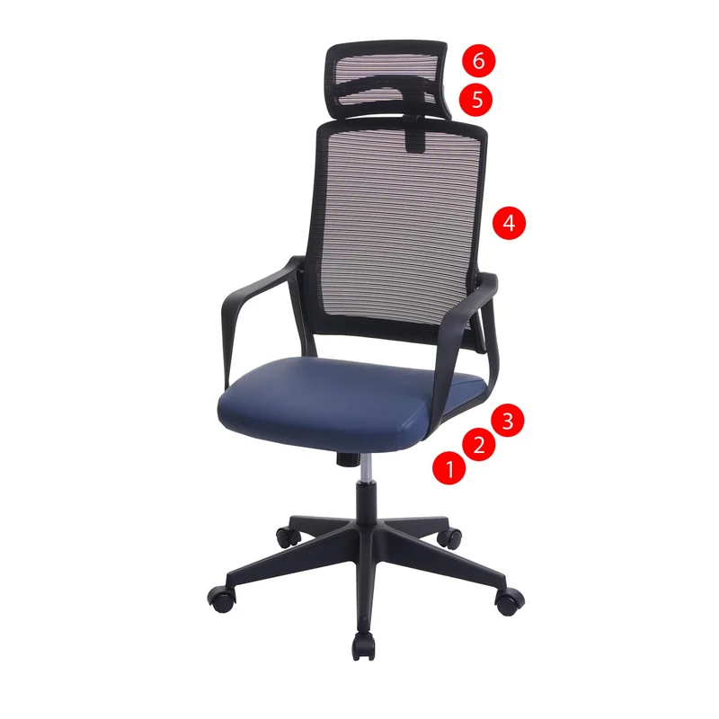 Fauteuil de bureau ergonomique pivotante avec accoudoirs et dossier en tissu mesh bleu-gris 04_0001879