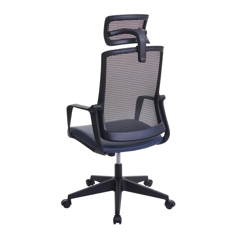 Fauteuil de bureau ergonomique pivotante avec accoudoirs et dossier en tissu mesh bleu-gris 04_0001879