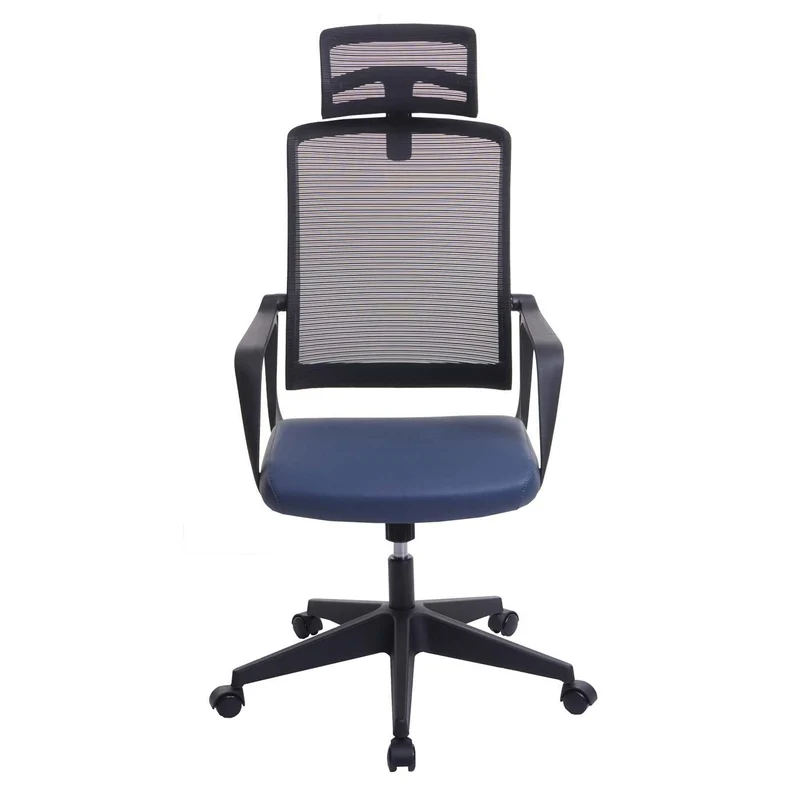 Fauteuil de bureau ergonomique pivotante avec accoudoirs et dossier en tissu mesh bleu-gris 04_0001879