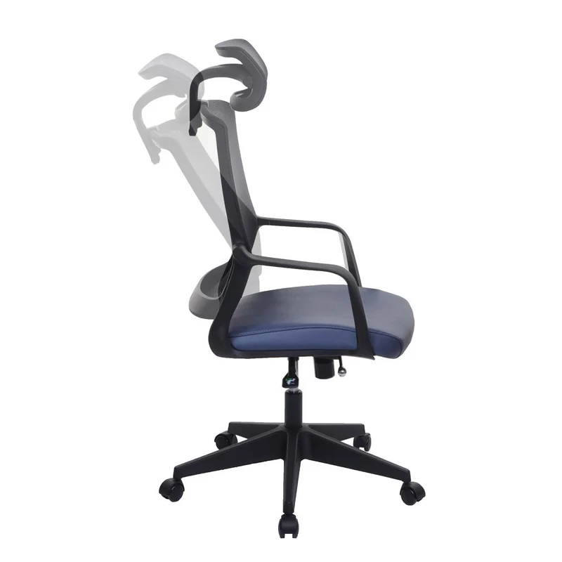 Fauteuil de bureau ergonomique pivotante avec accoudoirs et dossier en tissu mesh bleu-gris 04_0001879