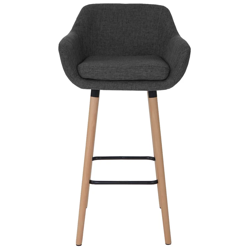 Tabouret de bar chaise comptoir x1 avec repose-pieds en tissu gris foncé 04_0005301