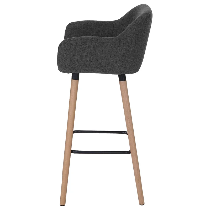 Tabouret de bar chaise comptoir x1 avec repose-pieds en tissu gris foncé 04_0005301
