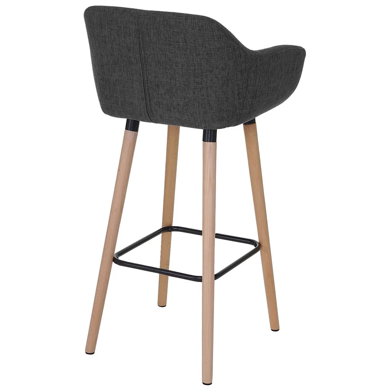 Tabouret de bar chaise comptoir x1 avec repose-pieds en tissu gris foncé 04_0005301