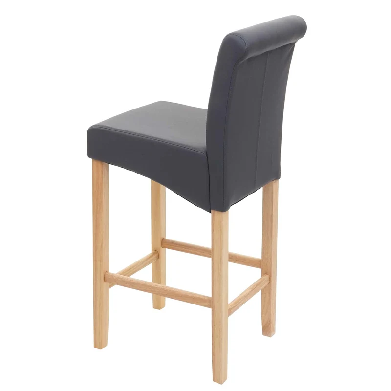 Tabouret de bar chaise haute x1 design classique avec repose-pieds en PVC gris mat pieds clairs 04_0005269
