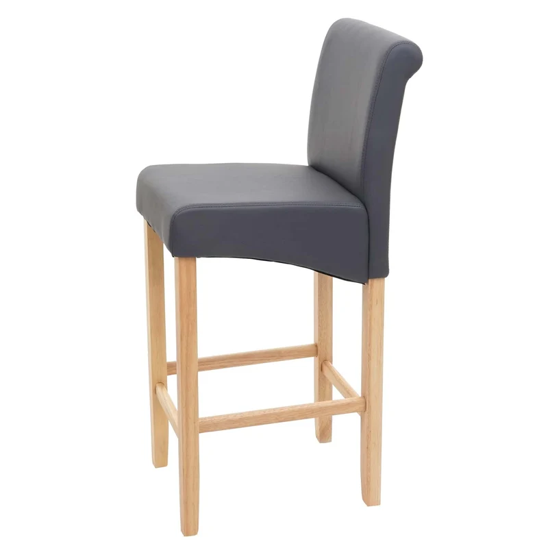 Tabouret de bar chaise haute x1 design classique avec repose-pieds en PVC gris mat pieds clairs 04_0005269