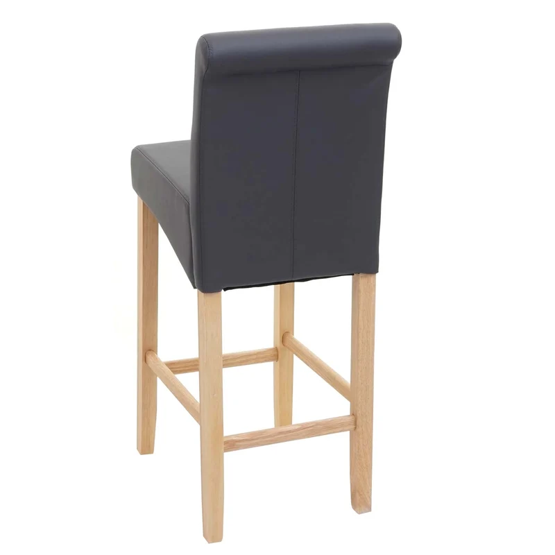 Tabouret de bar chaise haute x1 design classique avec repose-pieds en PVC gris mat pieds clairs 04_0005269