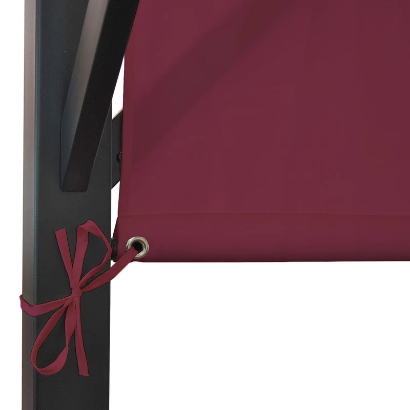 Pergola pavillon de jardin toit terrasse structure acier stable 6cm + toit coulissant rouge bordeaux 4x4m 04_0004073