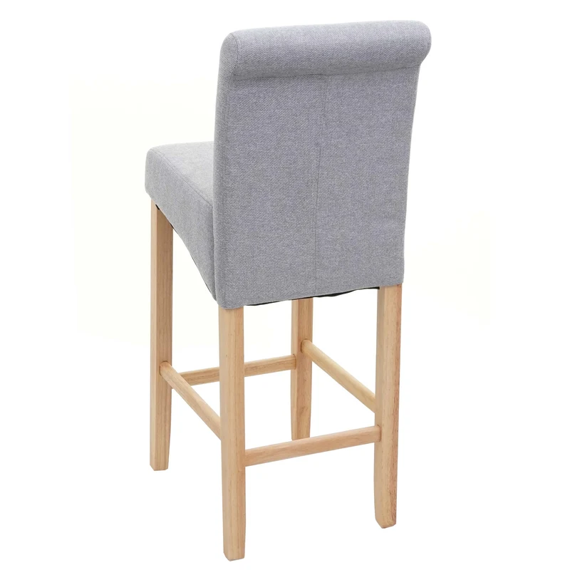 Tabouret de bar chaise de comptoir x1 avec repose-pieds design classique en tissu gris clair pieds clairs 04_0005267