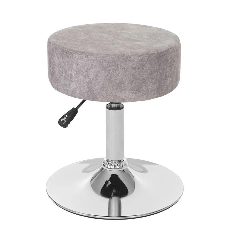 Lot de 2 tabourets pivotants réglable en hauteur Ø 35cm imitation daim gris vintage 04_0005219