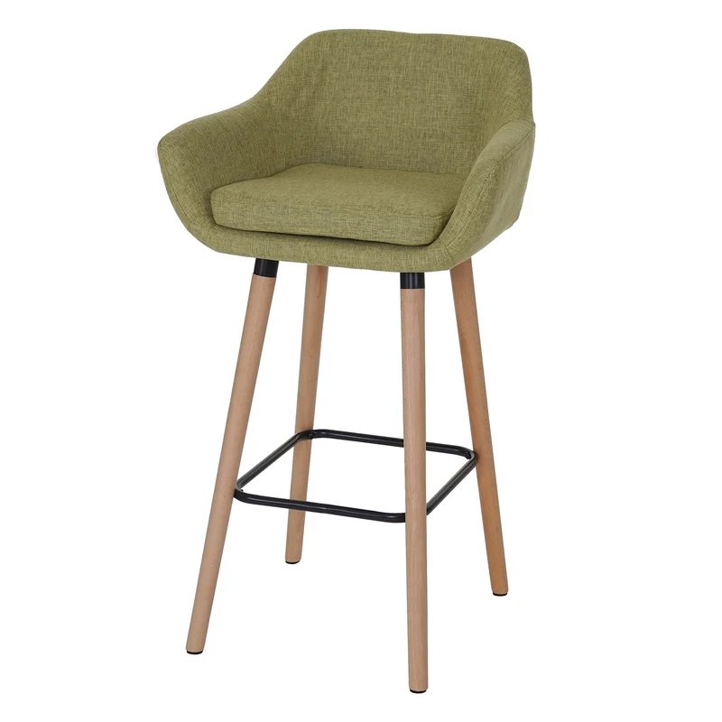 Tabouret de bar chaise de bar comptoir x1 avec repose-pieds en tissu vert clair 04_0005302