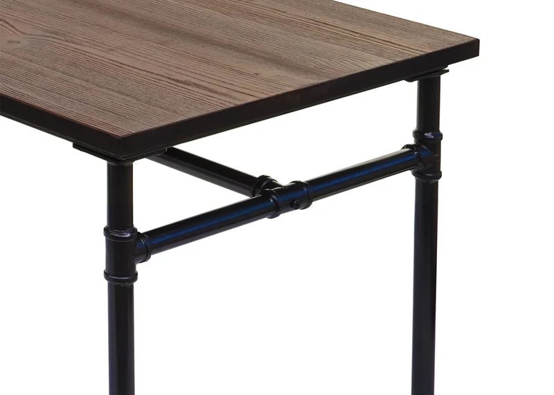 Table de salle à manger bistrot design industriel en métal noir et bois brun 120x70cm 04_0005112