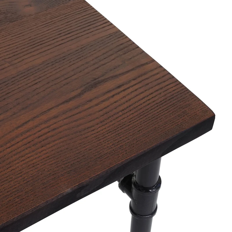 Table de salle à manger bistrot design industriel en métal noir et bois brun 120x70cm 04_0005112
