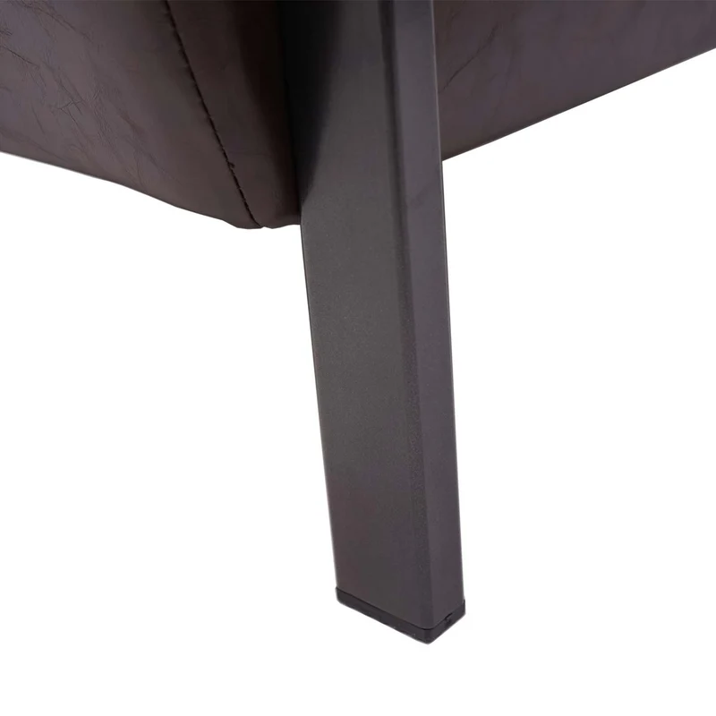 Fauteuil chaise lounge rembourrée avec accoudoirs relaxation design industriel en métal et PVC marron vintage 04_0003121