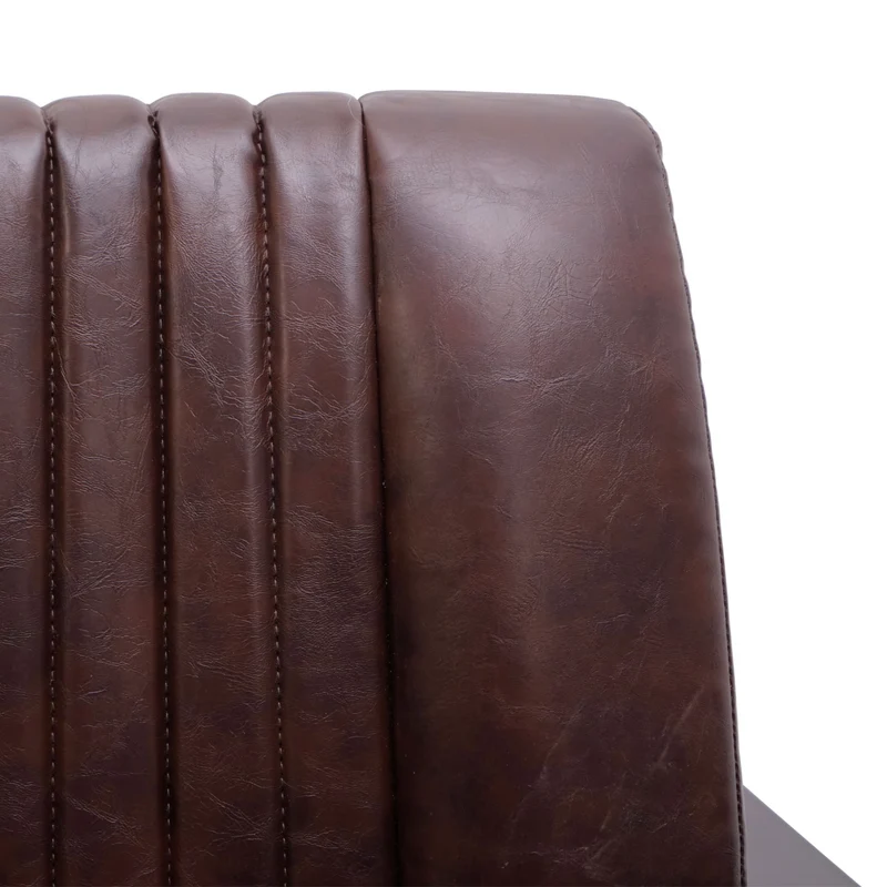 Fauteuil chaise lounge rembourrée avec accoudoirs relaxation design industriel en métal et PVC marron vintage 04_0003121