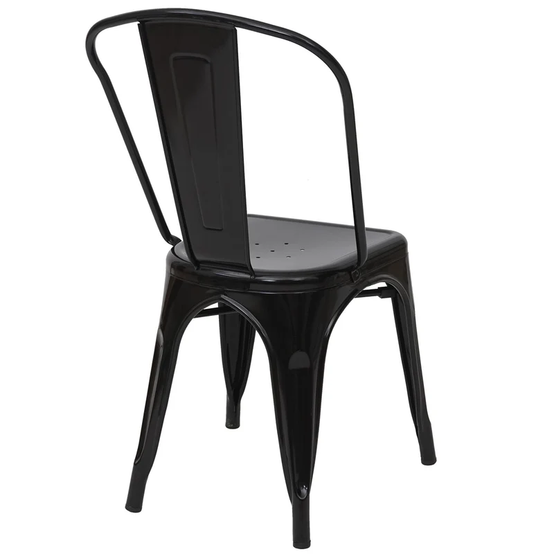 Lot de 2 chaises de salle à manger cuisine bistro empilable métal design industriel en métal noir 04_0000270