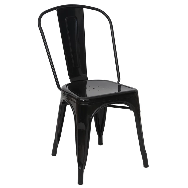 Lot de 2 chaises de salle à manger cuisine bistro empilable métal design industriel en métal noir 04_0000270