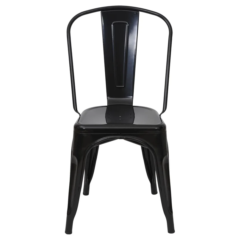 Lot de 2 chaises de salle à manger cuisine bistro empilable métal design industriel en métal noir 04_0000270
