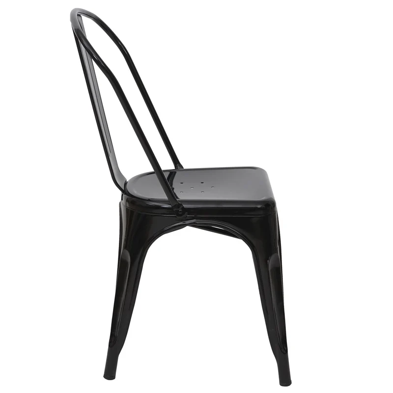 Lot de 2 chaises de salle à manger cuisine bistro empilable métal design industriel en métal noir 04_0000270