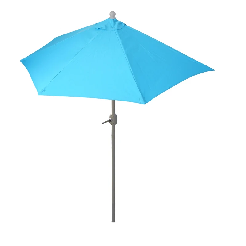Parasol demi-rond balcon terrasse UV 50+ polyester/aluminium 3kg 270cm turquoise avec pied 04_0003828