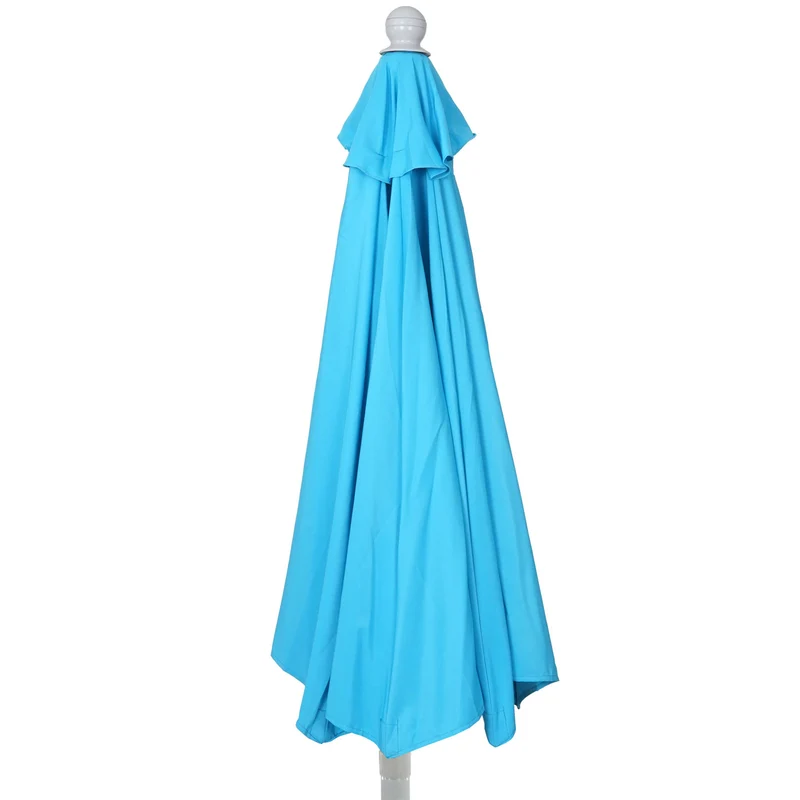 Parasol demi-rond balcon terrasse UV 50+ polyester/aluminium 3kg 270cm turquoise avec pied 04_0003828