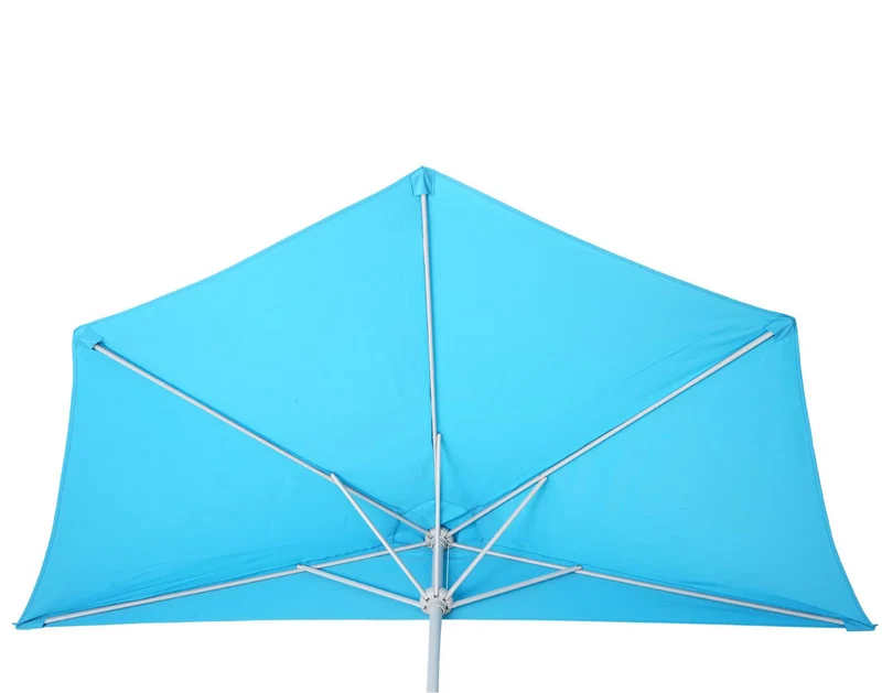 Parasol demi-rond balcon terrasse UV 50+ polyester/aluminium 3kg 270cm turquoise avec pied 04_0003828