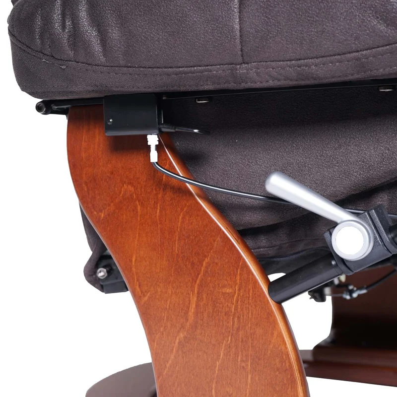 Fauteuil de relaxation avec repose-pieds réglable pivotant en tissu/textile capacité de charge 150 kg marron-noir aspect noyer 04_0003686