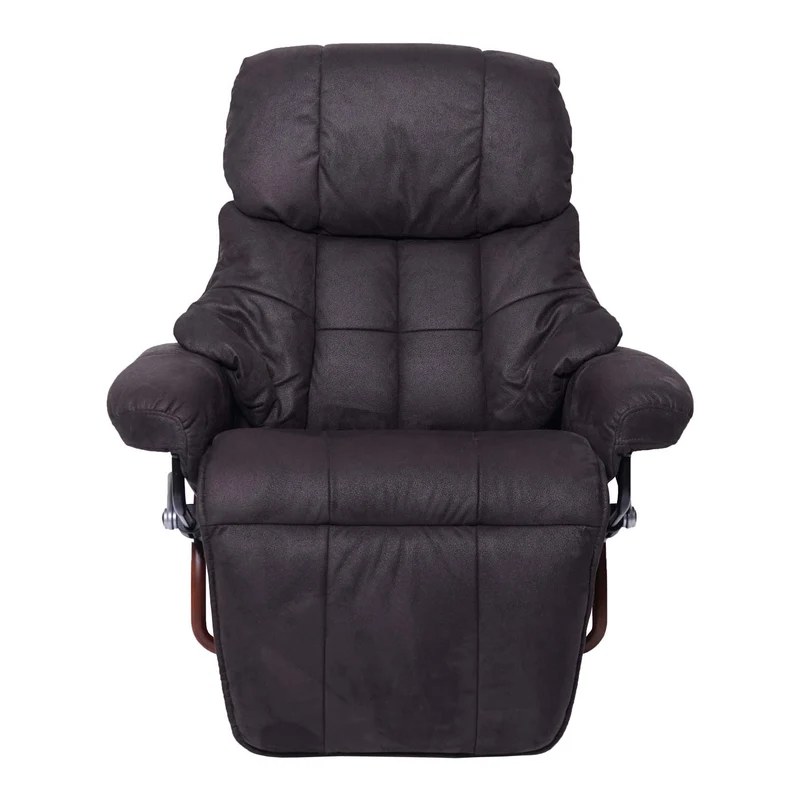 Fauteuil de relaxation avec repose-pieds réglable pivotant en tissu/textile capacité de charge 150 kg marron-noir aspect noyer 04_0003686