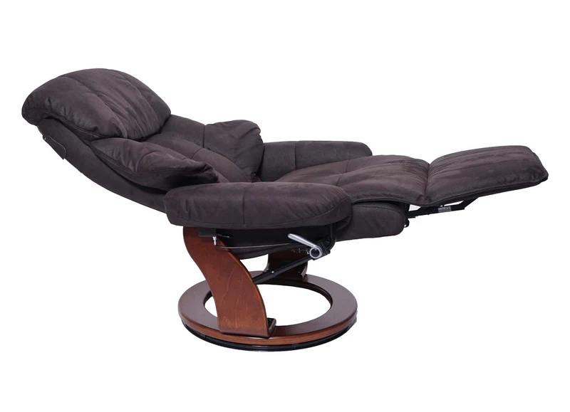 Fauteuil de relaxation avec repose-pieds réglable pivotant en tissu/textile capacité de charge 150 kg marron-noir aspect noyer 04_0003686