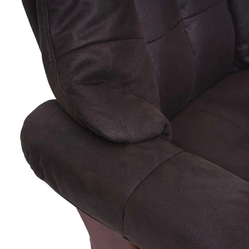 Fauteuil de relaxation avec repose-pieds réglable pivotant en tissu/textile capacité de charge 150 kg marron-noir aspect noyer 04_0003686