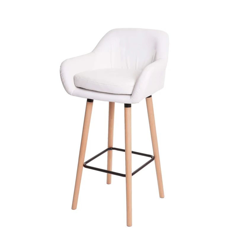 Tabouret de bar chaise de comptoir avec repose-pieds x1 en PVC blanc 04_0005296