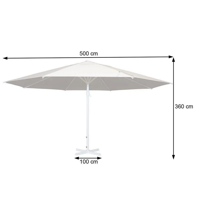 Parasol pour restauration Ø 5m mât polyester/aluminium blanc 28kg rouge avec pied 04_0003857