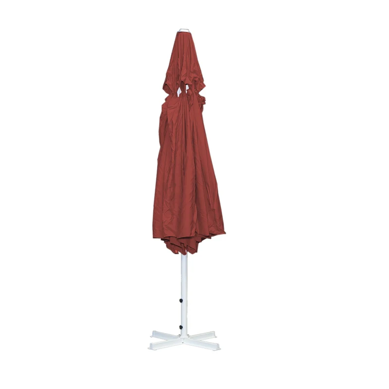 Parasol pour restauration Ø 5m mât polyester/aluminium blanc 28kg rouge avec pied 04_0003857
