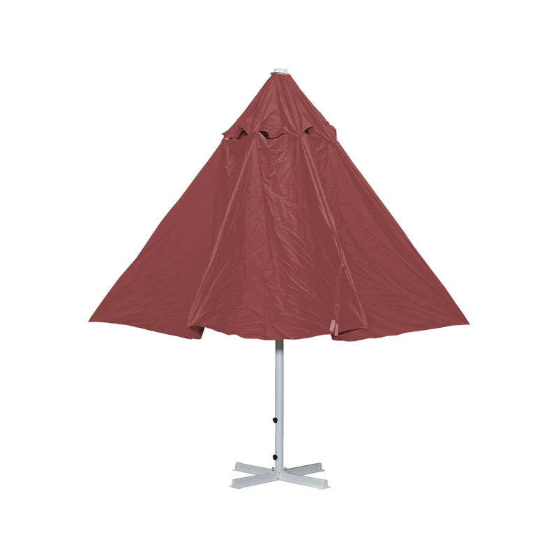 Parasol pour restauration Ø 5m mât polyester/aluminium blanc 28kg rouge avec pied 04_0003857