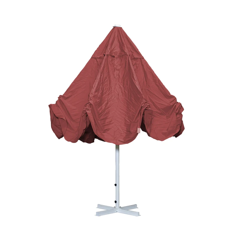 Parasol pour restauration Ø 5m mât polyester/aluminium blanc 28kg rouge avec pied 04_0003857