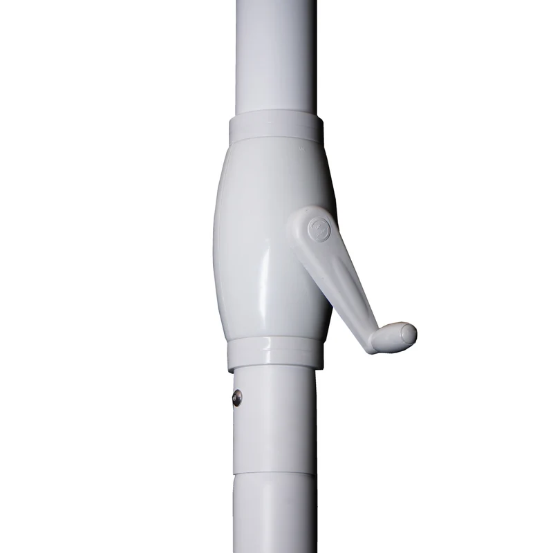 Parasol pour restauration Ø 5m mât polyester/aluminium blanc 28kg rouge avec pied 04_0003857