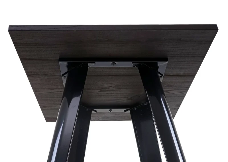 Set table de bar avec 2x tabourets de bar plateau en bois design industriel en métal noir 04_0003070