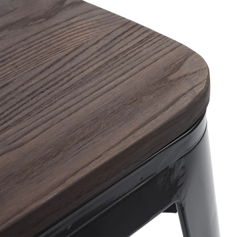 Set table de bar avec 2x tabourets de bar plateau en bois design industriel en métal noir 04_0003070