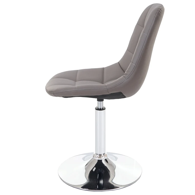 Chaise de salle à manger x1 pivotante design rétro PVC gris taupe piètement chromé 04_0002193