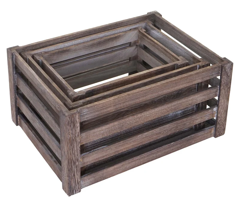 Lot de 3 caisses en bois caisse à vin décorative rangement fruits en bois marron vieilli 04_0002980