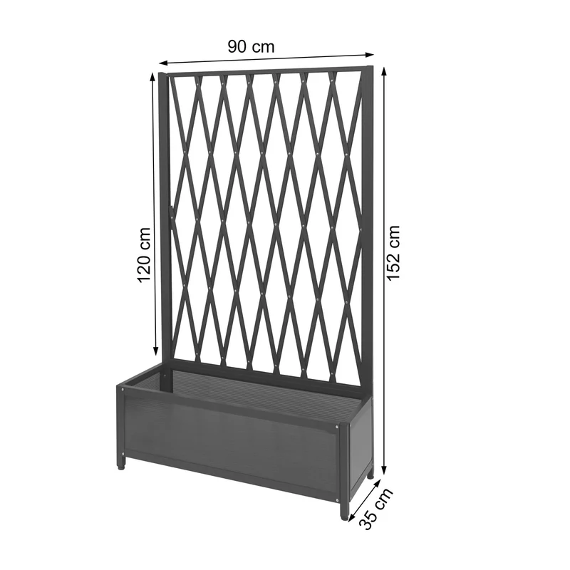 Jardinière trellis bac à fleurs support de plantes en aluminium et acier 152x90x35cm marron 04_0004320